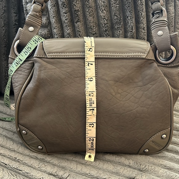 BCBGMaxAzria Gray Shoulder Bag Handbag Braided Handle Cool Turn-Lock Feature - Picture 9 of 17